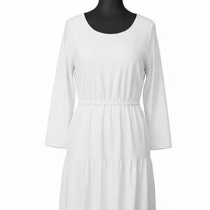 Soft Surroundings White Tiered Lace Maxi Dress Lined Cotton Medium Coastal Boho